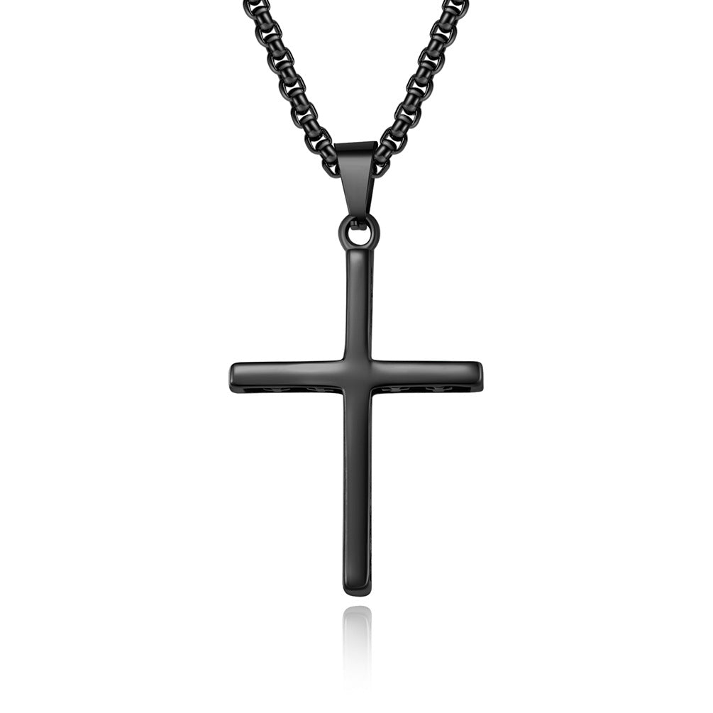 Cross-Border Amazon Titanium Steel Cross Necklace for Men