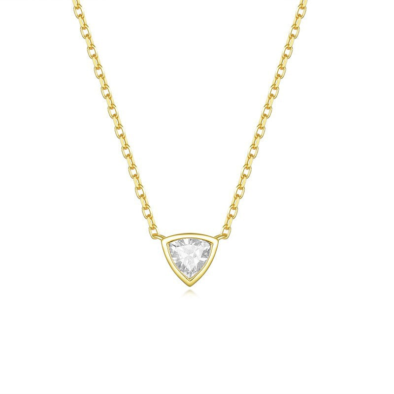 Planderful Moissanite Pendant 0.5ct Triangular Sparkling S925 Silver Gold Necklace For Women