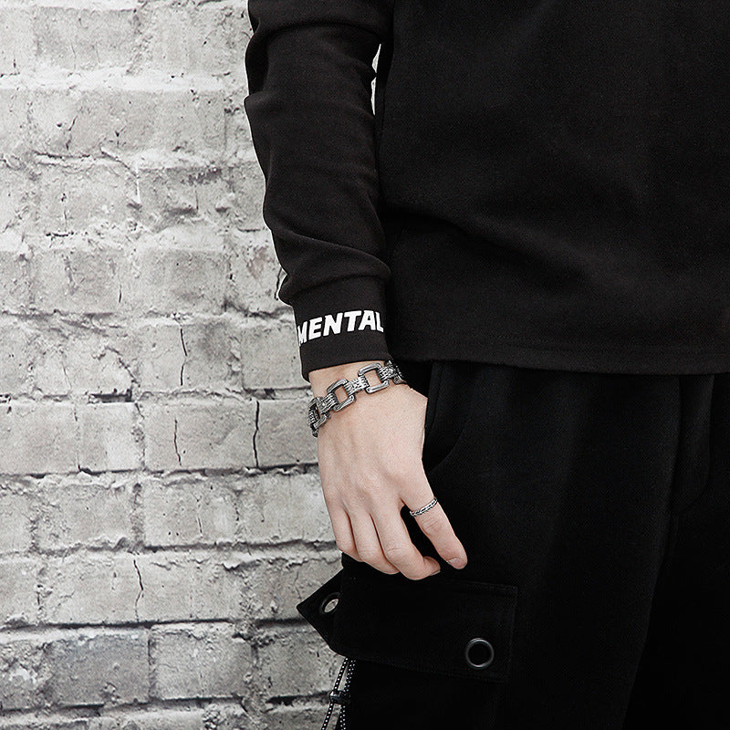 Stylish Stainless Steel Bracelet with Punk Retro Design for Men
