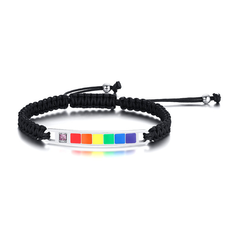 Zircon Braided Stainless Steel Bracelet Unisex