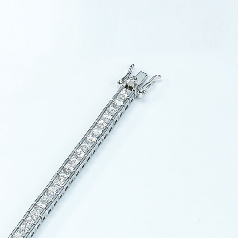 S925 Sterling Silver Zircon Box Chain Bracelet