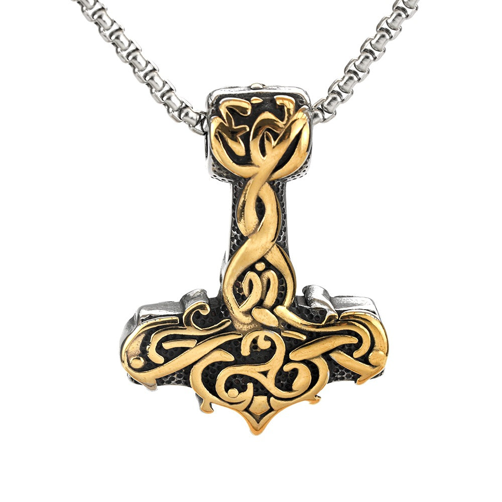 European and American Jewelry Wholesale Stainless Steel Men's Pendant Thor's Hammer Necklace