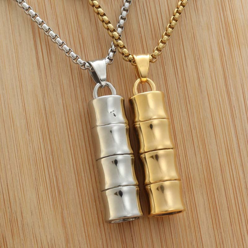 Personalized Retro Titanium Steel Bamboo Pendant Necklace for Men – Trendy Punk Style