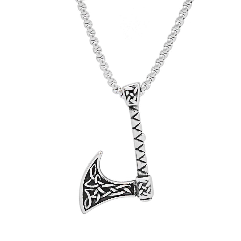 AliExpress Hot-Selling Stainless Steel Men's Necklace Viking Axe Pendant