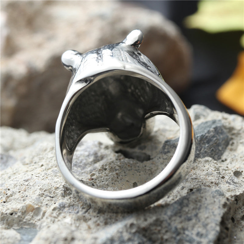 Titanium Steel Hippo Ring - Retro Punk Jewelry for Men