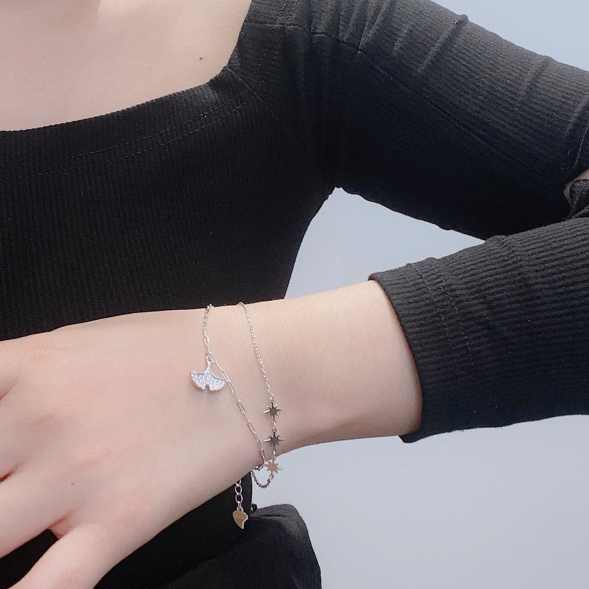 Apricot Leaf 925 Sterling Silver Bracelet