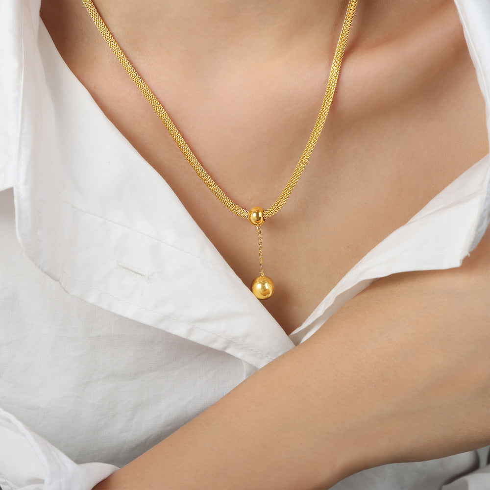 Regal Gold-Plated Bead Pendant Necklace - Luxe Spring Jewelry