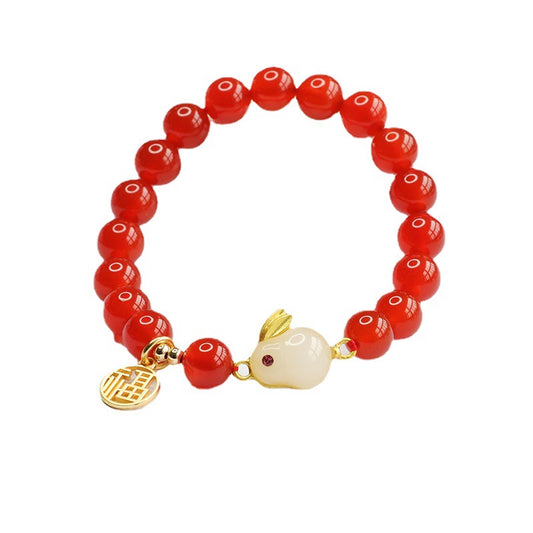 Jade and Agate Rabbit Bracelet by Golden Blessing Brand