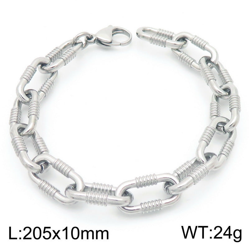 Mens Titanium Steel Bracelet Planderful Skull Buckle Bold