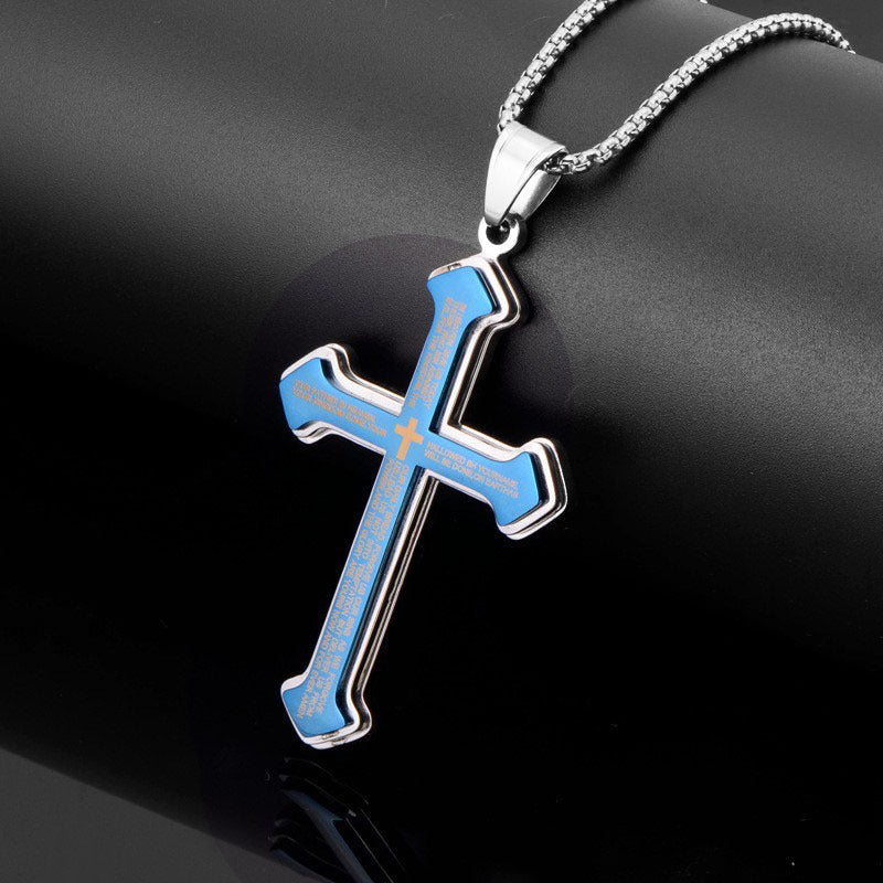New Jewelry Titanium Steel Black Cross Pendant Necklace