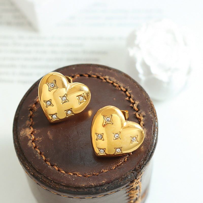 Elegant Zircon Stud Earrings in Titanium Steel for Women