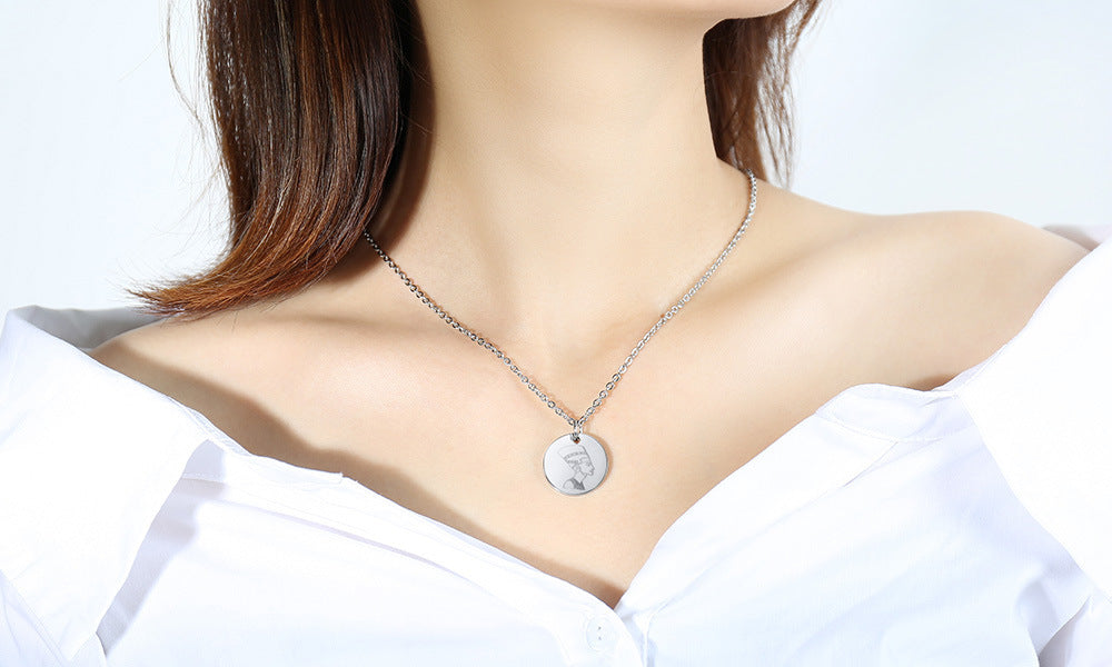 New Arrivals Stainless Steel English Coin Pendant Necklace Fashion