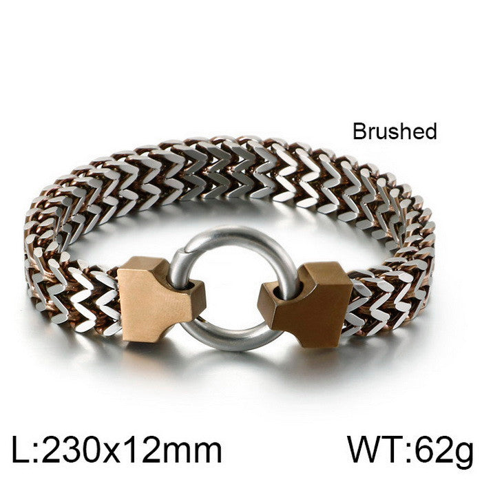 Titanium Steel Multi-Color Chain Bracelet with Circle Buckle for Men