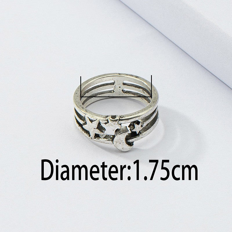 Celestial Charm Retro Rings: European & American Hip-hop Fashion