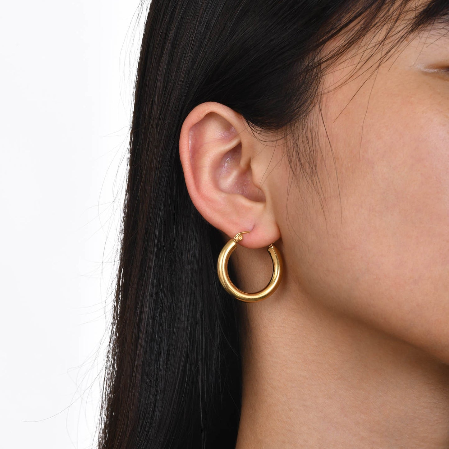 Stainless Steel Cross-Border Fashion Women's Gold Tube Earrings