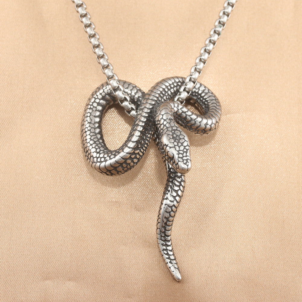 European And American Stainless Steel Snake Pendant Necklace