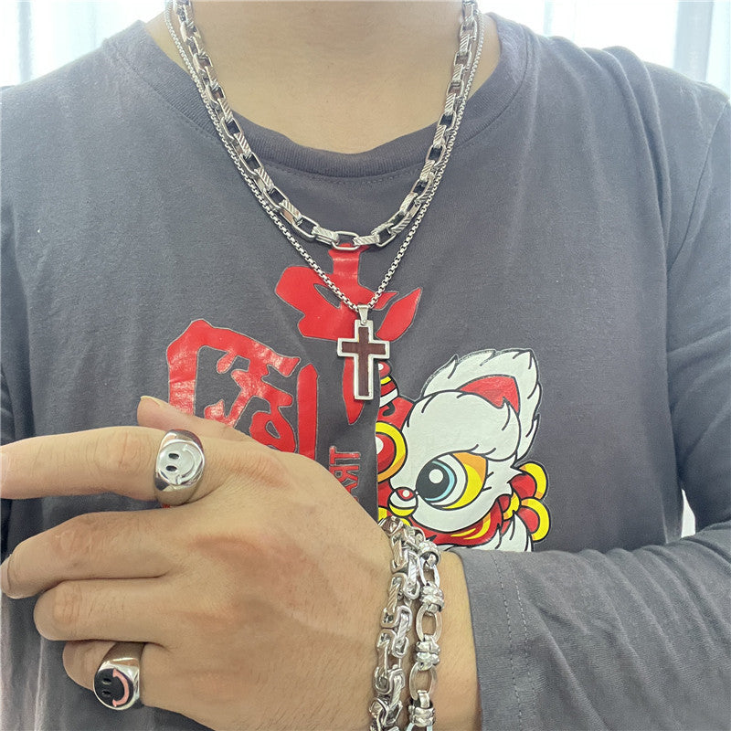 Personalized Retro Titanium Steel Cross Pendant Necklace for Men - Trendy Everyday Accessory