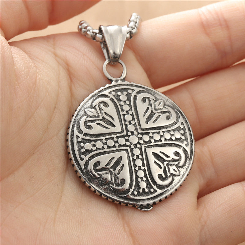 Personalized Titanium Steel Heart Cross Pendant Necklace for Men - Retro Punk Trendy Design