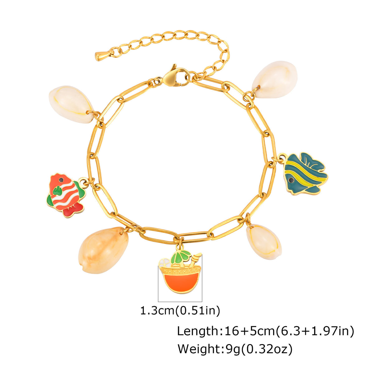 Ocean-Inspired Stainless Steel Three To One Nk Chain Imitation Pearl Cute Summer Double Bracelet