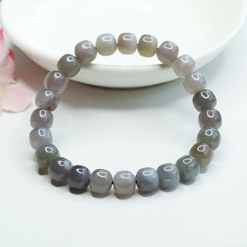 Smoke-Purple Hetian Jade Vintage Bead Bracelet