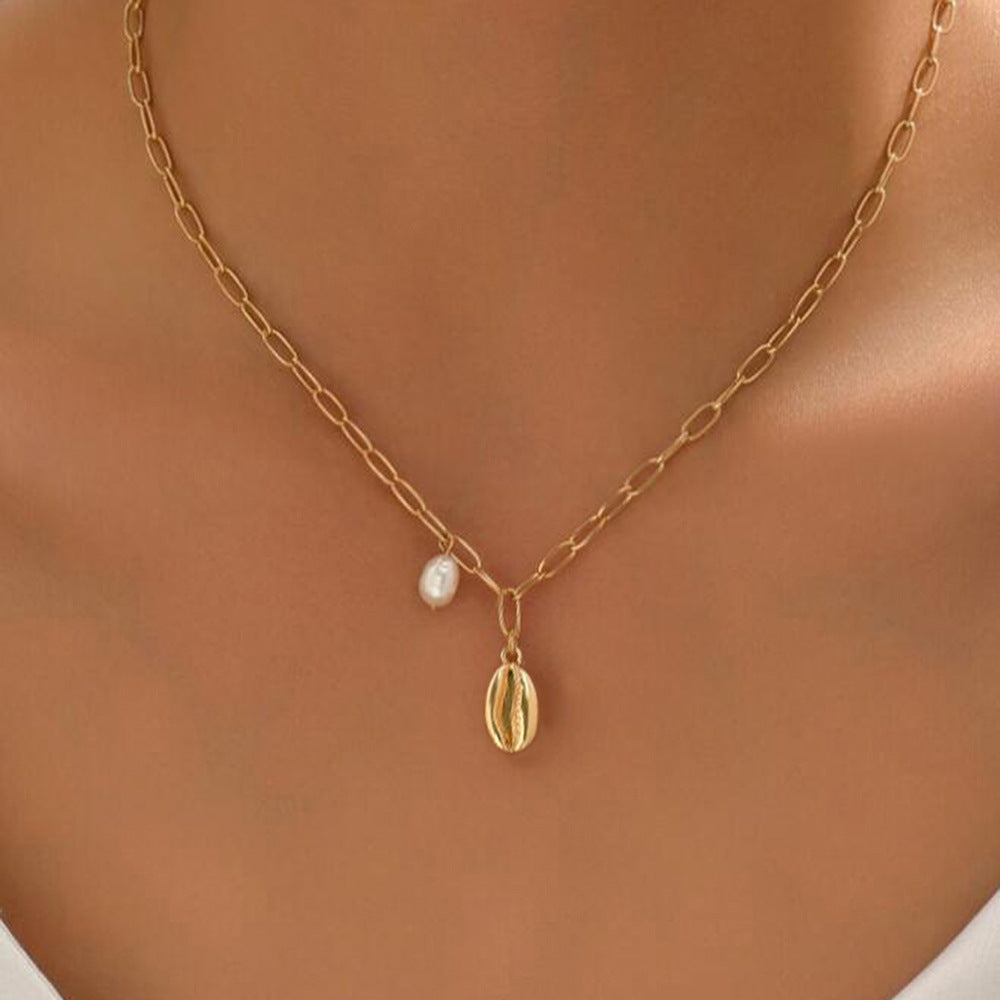 925 Sterling Silver Versatile Necklace With A Natural Cultured Pearl Shell Pendant Necklace