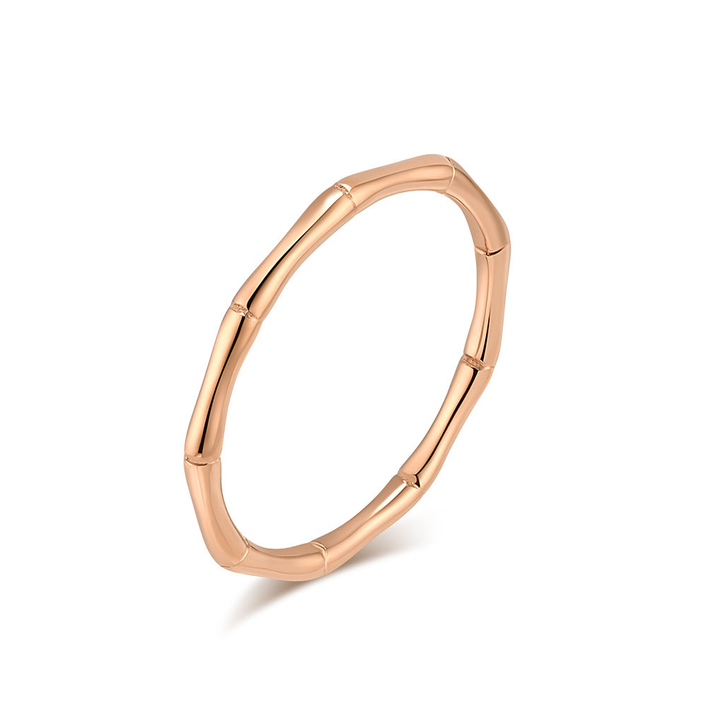 Ins Simple Natural Bamboo Titanium Steel Women's Ring Fashion Sense Elegant Temperament Jewelry