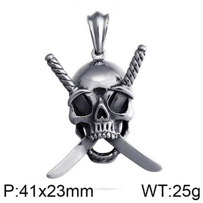 Pirates Of The Caribbean Film And Television, Punk Style Gothic Skull Titanium Steel Necklace