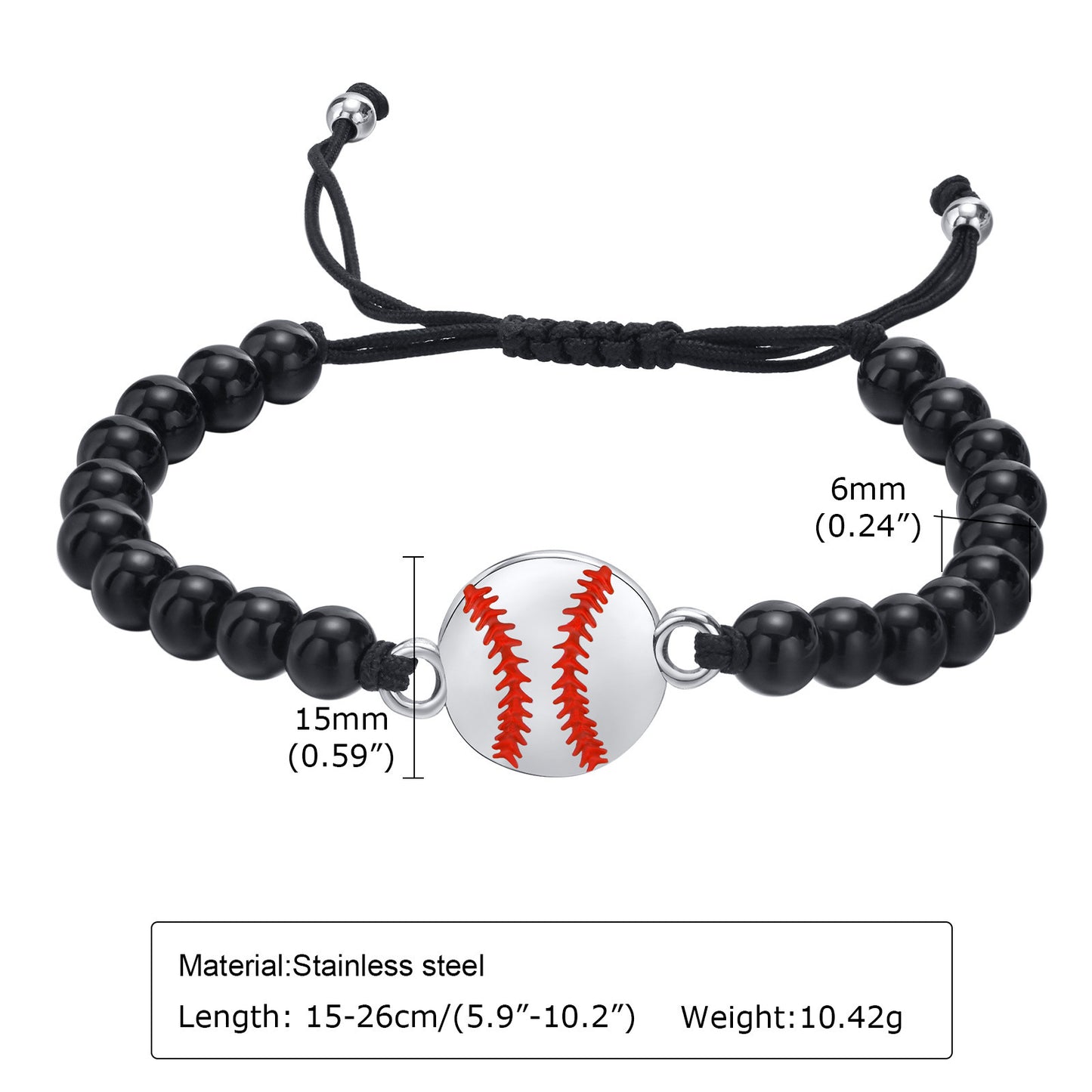 Stainless Steel Basketball Agate Beaded Woven Men's Bracelet