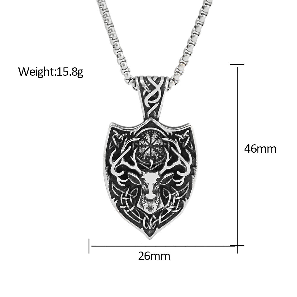 Vintage Viking Compass Stainless Steel Men's Pendant Necklace
