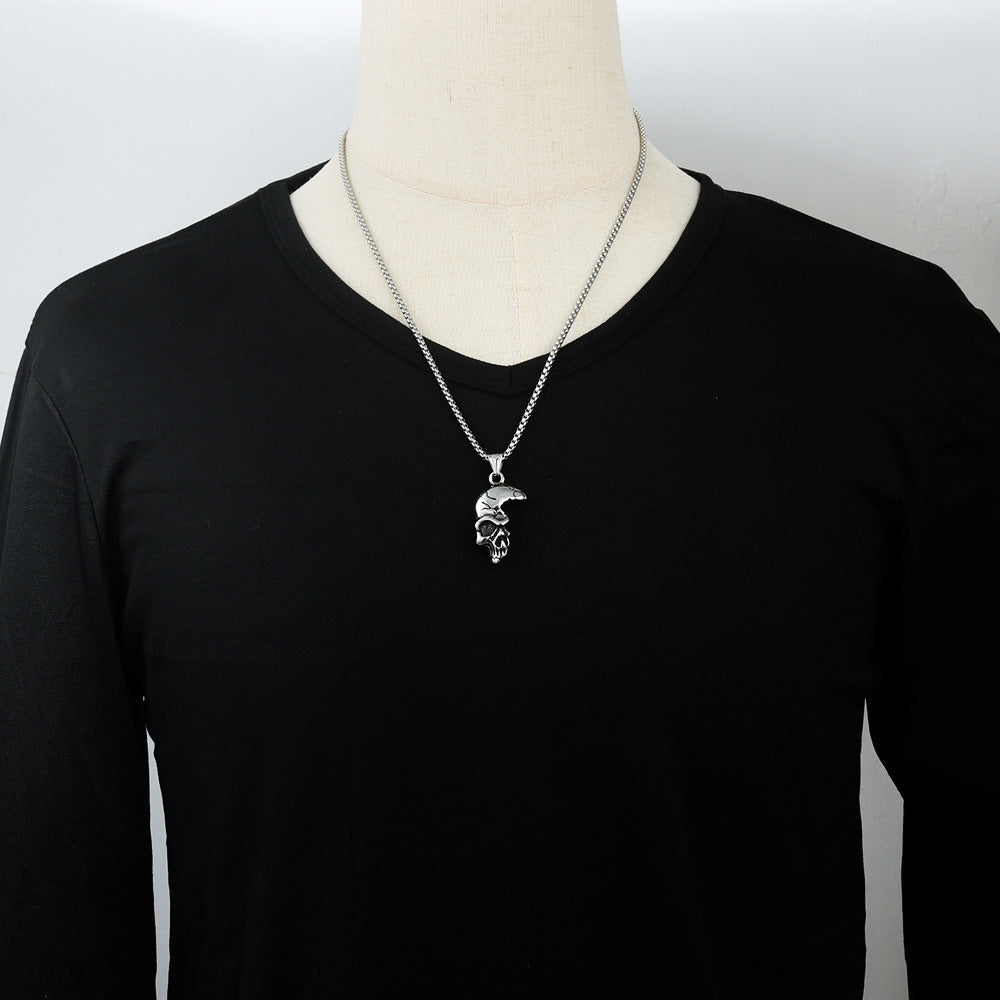 European And American Stainless Steel Skull Pendant Necklace