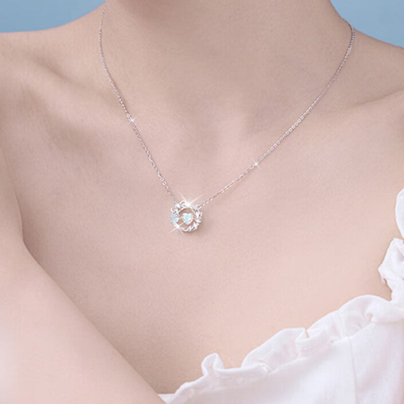 Planderful Sterling Silver Heart Wreath Necklace For Women Everyday Genie Light Luxury Design Pendant Gift