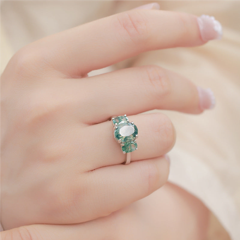 Planderful Jewelry Sterling Silver Moss Agate Ring For Everyday Luxury And Subtle Glamour