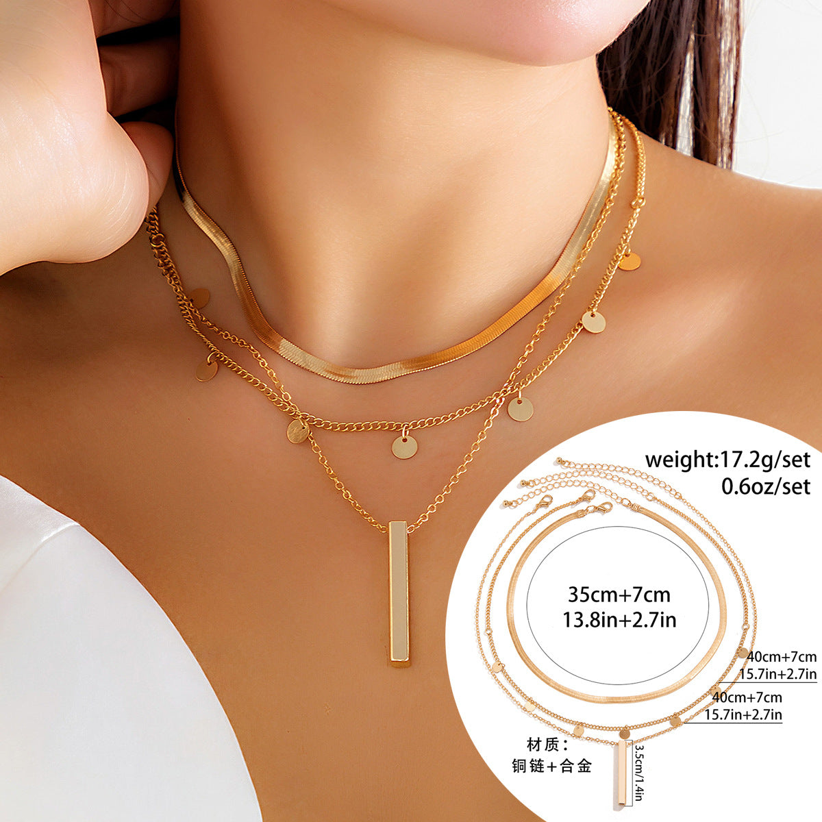 Multi-layered Heart Necklace with Diamond Inlay - Vienna Verve Collection