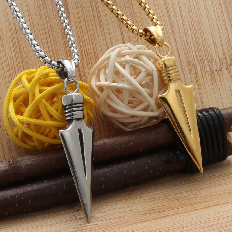 Punk Arrow Pendant Necklace for Men - Titanium Steel Dart Design by Planderful