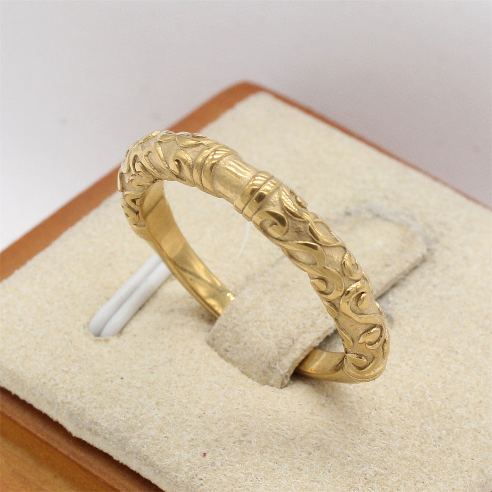 Planderful Everyday Genie Gold Tone Titanium Steel Ring for Men Unisex Personalized Statement
