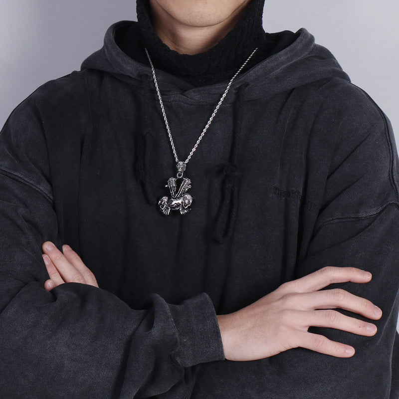 Men's Titanium Steel Skull Pendant with a Bold Personality