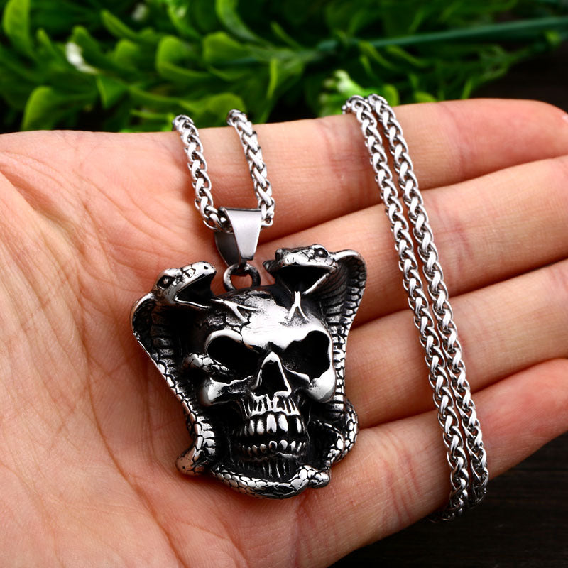 Men's Titanium Steel Punk Skull Pendant - Wholesale European and American Retro Jewelry