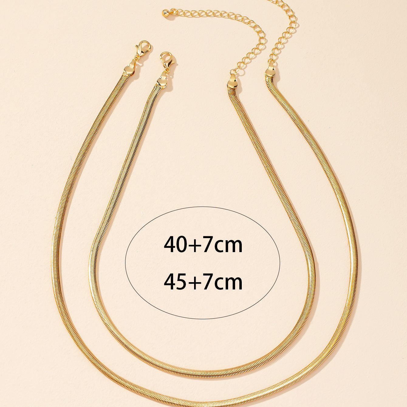 European Style Snake Chain Necklace Set with Matching Neck Ornament - Vienna Verve Collection