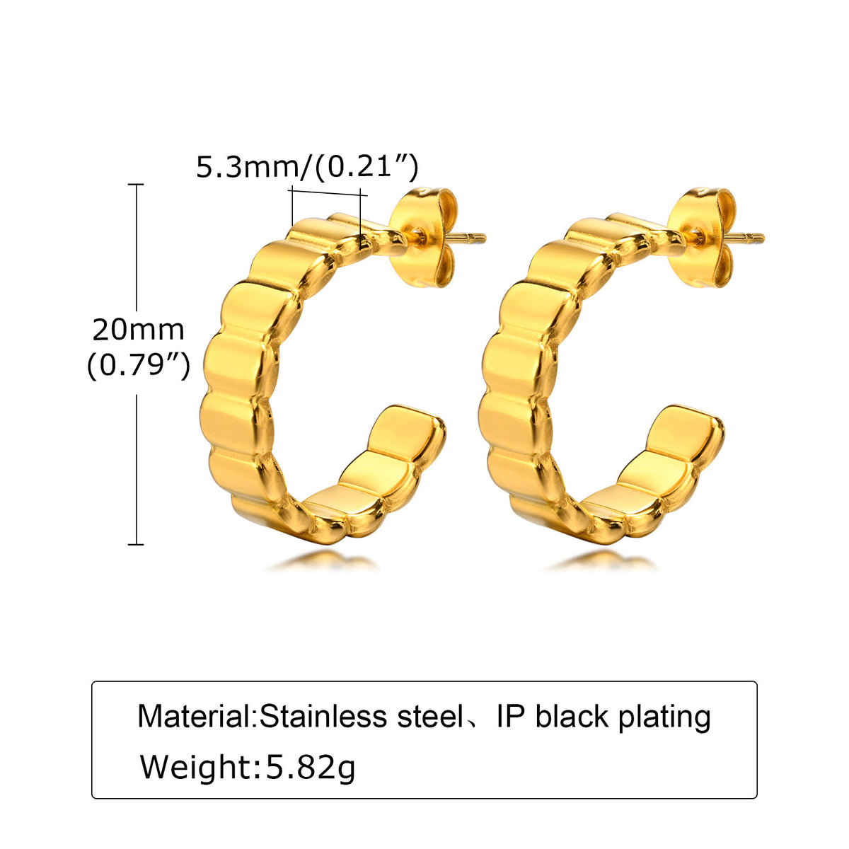 Modern Gold-Tone Stainless Steel Earrings