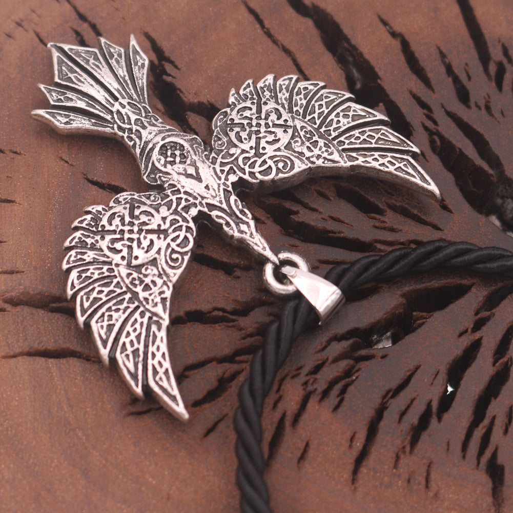 Gothic Viking Crow Pendant Men's Blackbird Tag Necklace - Norse Legacy Collection