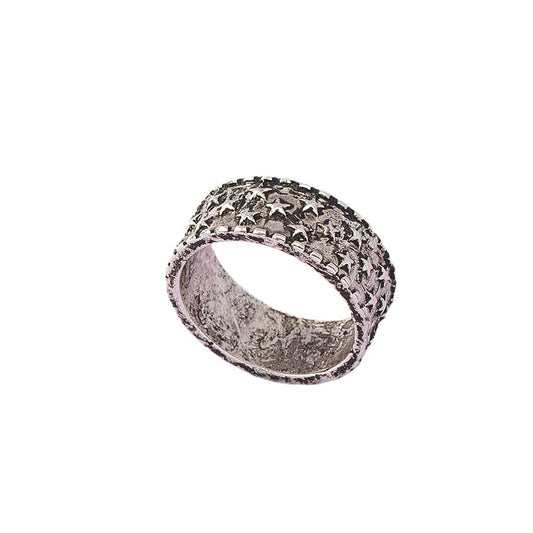 Starry Distressed Alloy Ring with Hip-Hop Flair