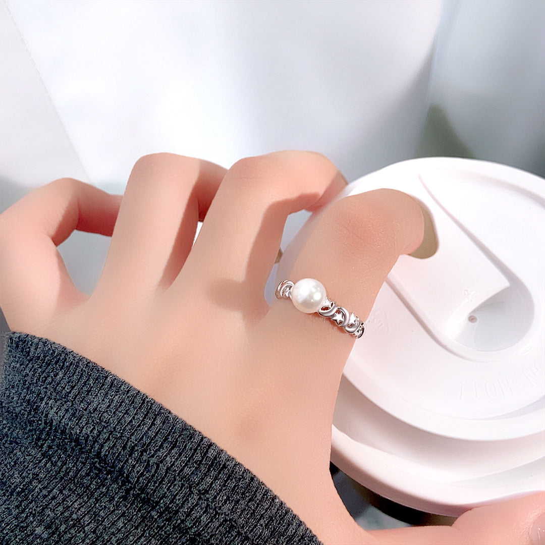 S925 Sterling Silver Freshwater Pearl Ring — Adjustable