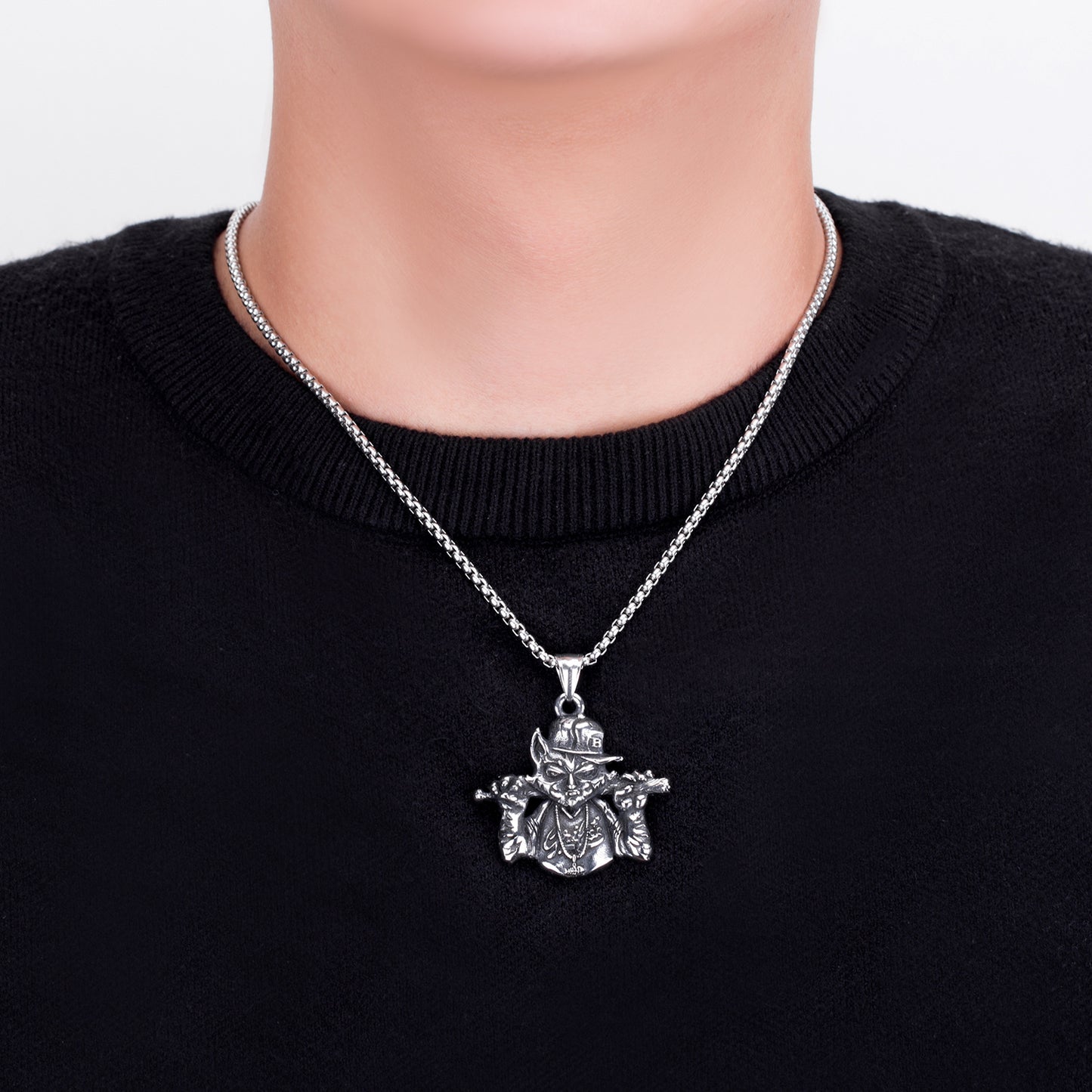 Steel Necklace – Statement Hip Hop Cat Pendant