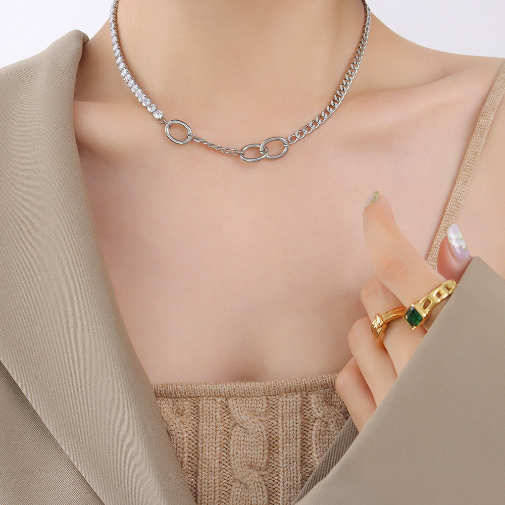 European and American Light Luxury Zircon Splicing Necklace - Unisex Fashion Jewelry