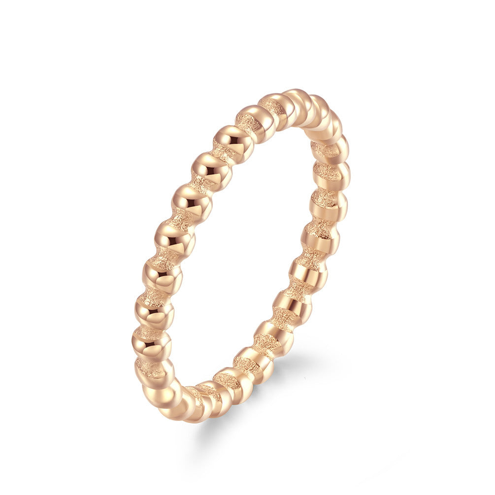 Planderful Everyday Genie Titanium Steel Stackable Ring For Women Beaded Round Beads Minimal Bold Jewelry