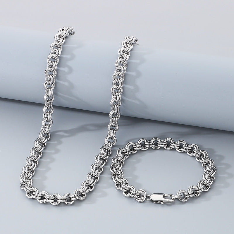 Stainless Steel Double Circle O Chain Bracelet Unisex