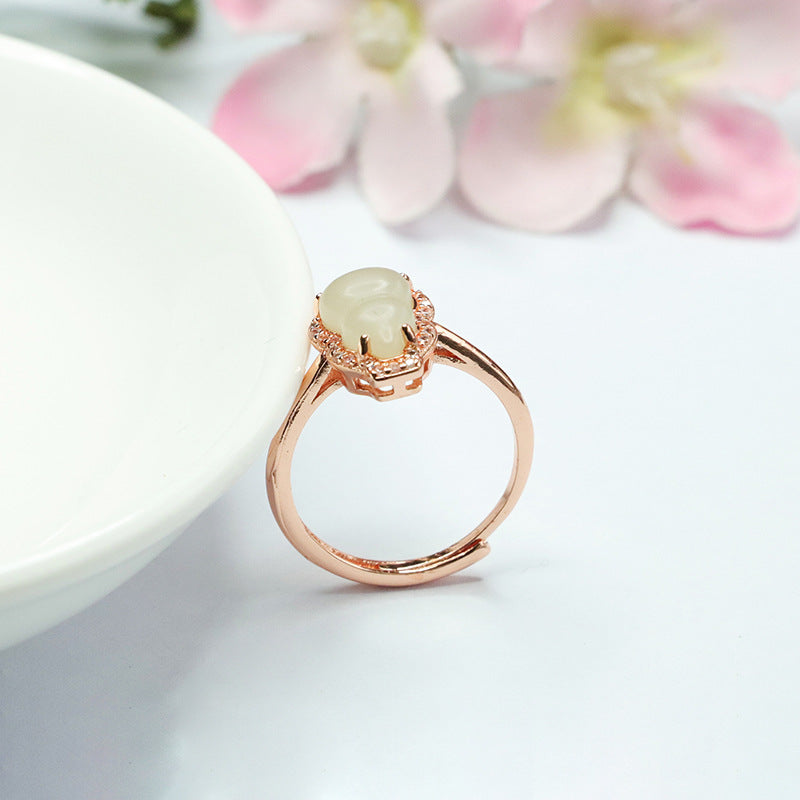 Qingshui Hetian Jade Gourd Ring