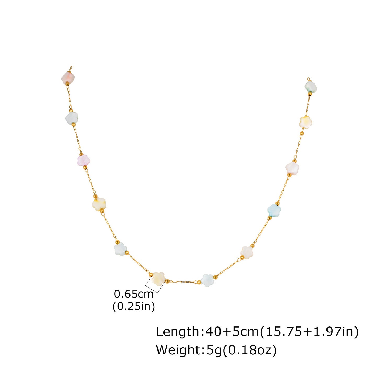 Girls Sweet Stainless Steel Shell Small Fresh Color Flower Bracelet Necklace Birthday Gift