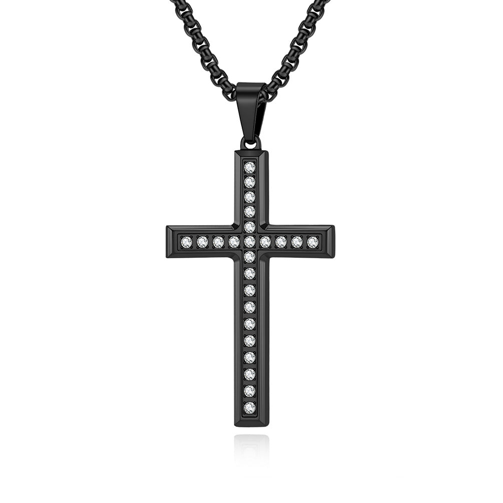 Stainless Steel Zircon Cross Necklace