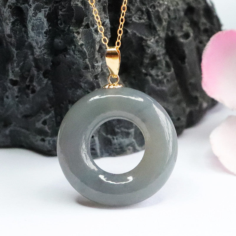 Purple Jade Circle Pendant Necklace